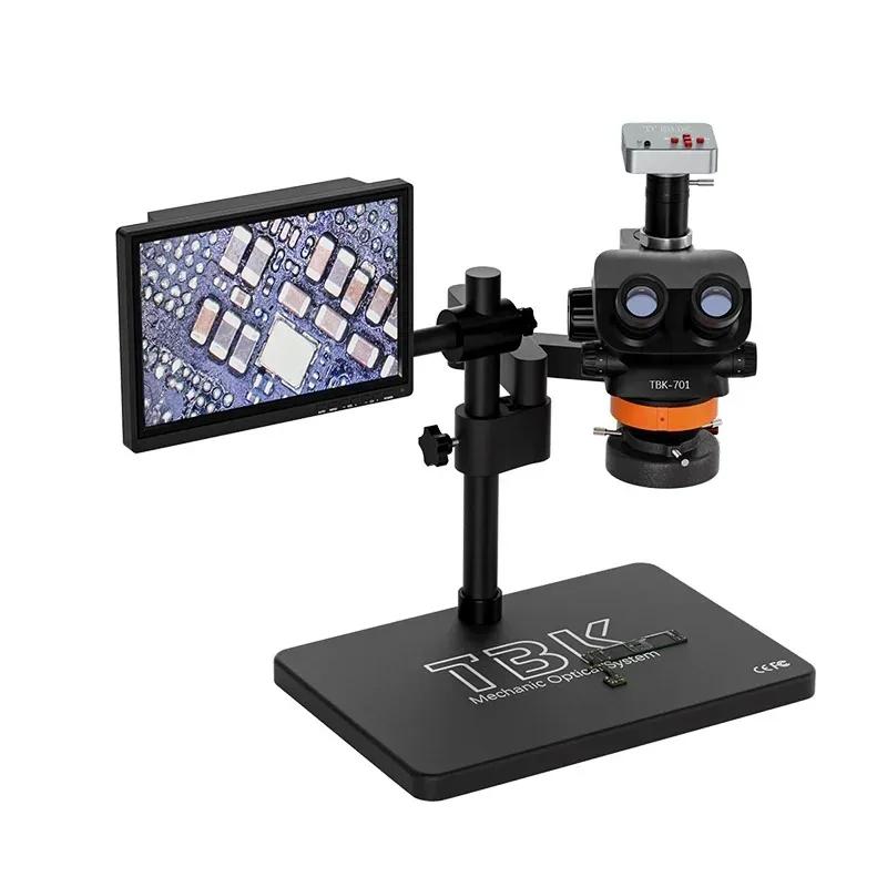 Gold Seller TBK 701 Trinocular Stereo Microscope 7-50X Zoom with 48MP & HD Screen for Professional PCB Soldering Repair
