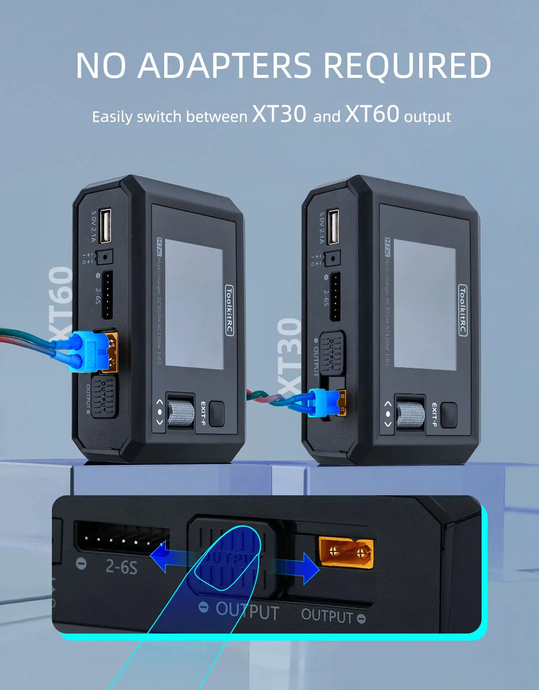 

NEW ToolkitRC M7AC 100W AC / 300W DC Input XT60 XT30 Output Multifunction Suppot Dual Smart Charger Signal Tester Drone Charge