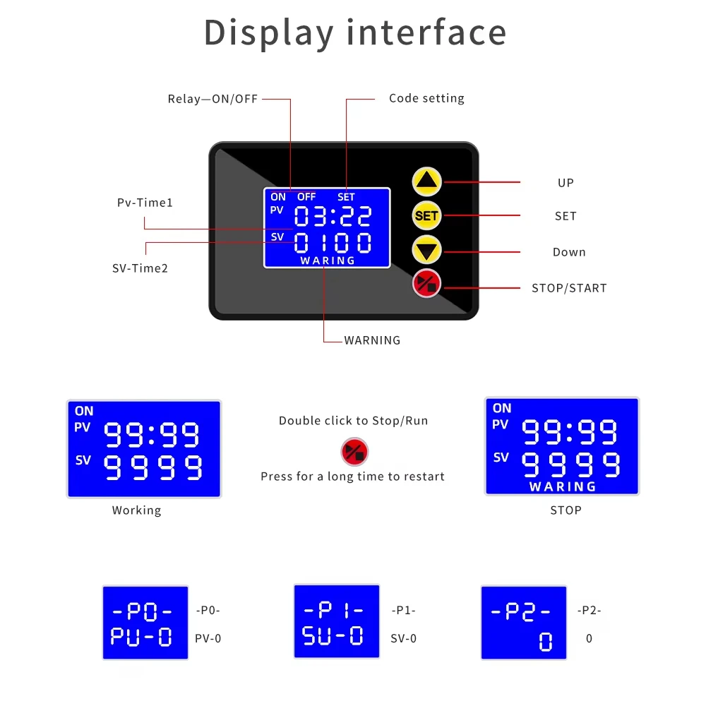 Programmable Digital Time Timer, Microcomputer Time Controller AC110-220V DC12V 24V, LCD Hour Counter Timegrapher