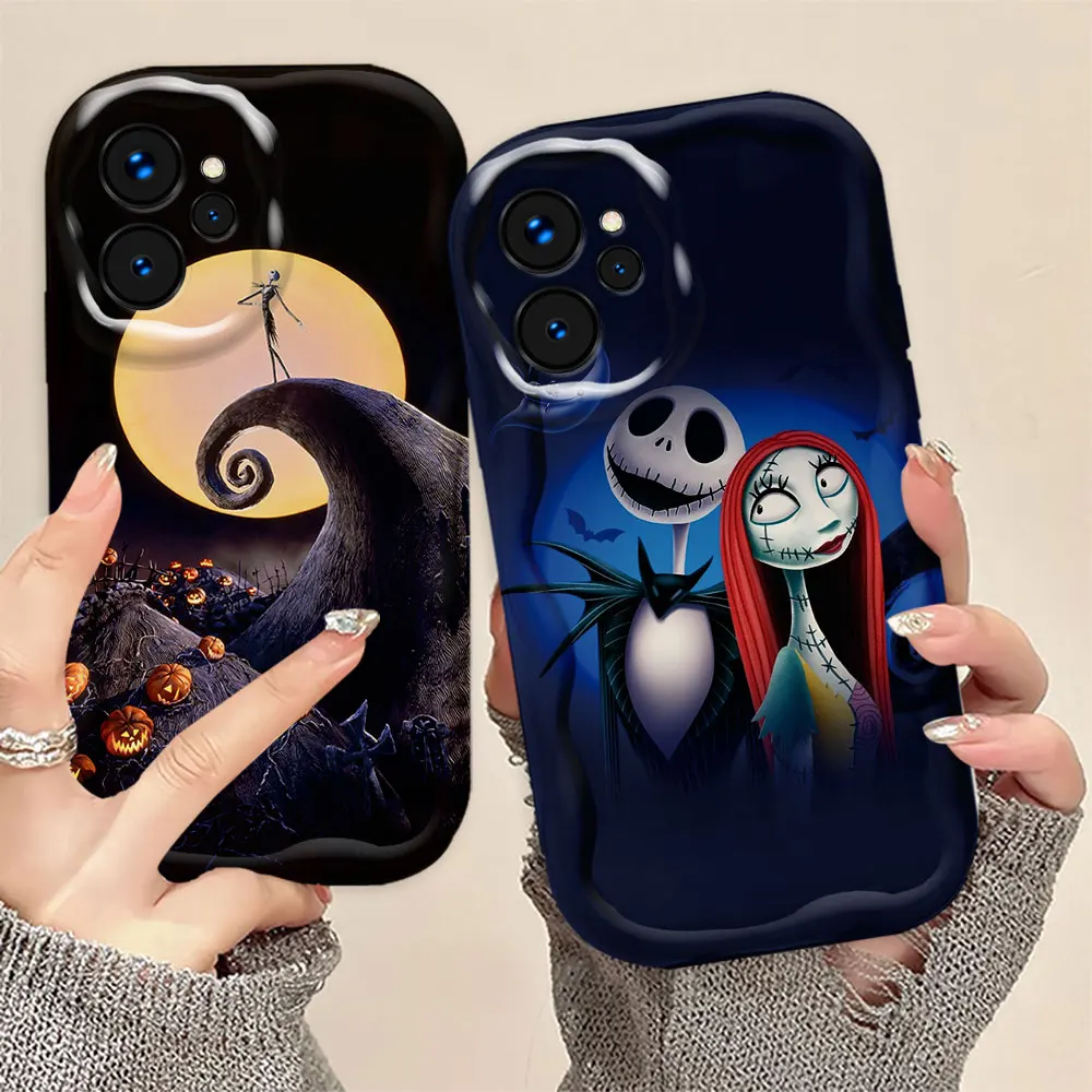 The Nightmare Before Christmas 3D Wave Phone Case For REALME 5 6 7 7I 8 10 11 12 C33 C35 C55 C63 C65 C67 C21Y GT 6 NARZO 50 Case