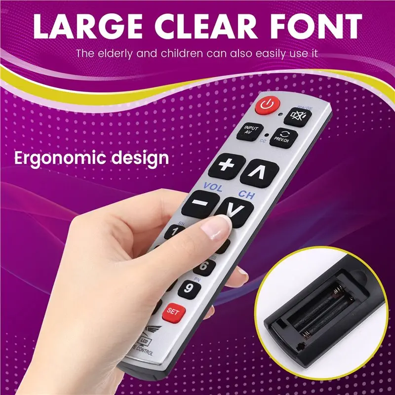 A96T 2X Big Button Universal TV Remote Control A-TV2 TV LED LCD Remote Control Compatible For Galaxy Matrix Easy