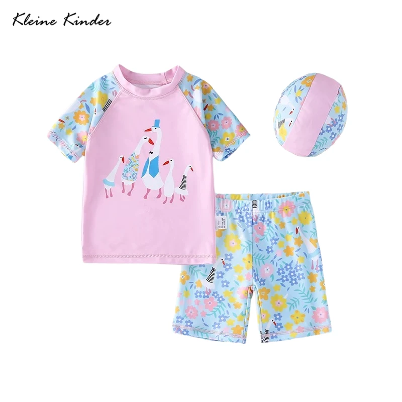 

Купальник для маленьких девочек Купальники для маленьких девочек 3T 4T 5T 8T 10T 12T Купальный костюм Купальники 3 шт. Набор Рашгард со шляпой из 3 предметов