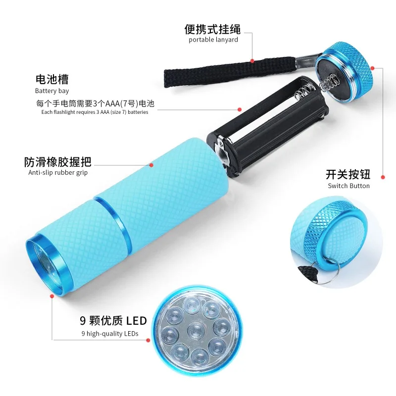 LED-Mini-Taschenlampe, Nagellampe – schnell trocknende tragbare 3-in-1-Phototherapie-Lampe mit UV/LED für Nagelkunst, Gel-Nagellack und Katzenpfoten-Basis