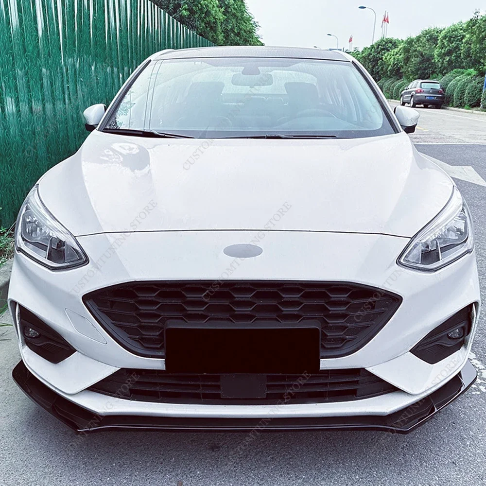 For Ford Focus ST MK4 3Pcs Front Bumper Lip Spoiler Splitter Diffuser ST 2.0 2.3 2018-2021 Hatchback/Estate Pre-Lci Bodykits Mod