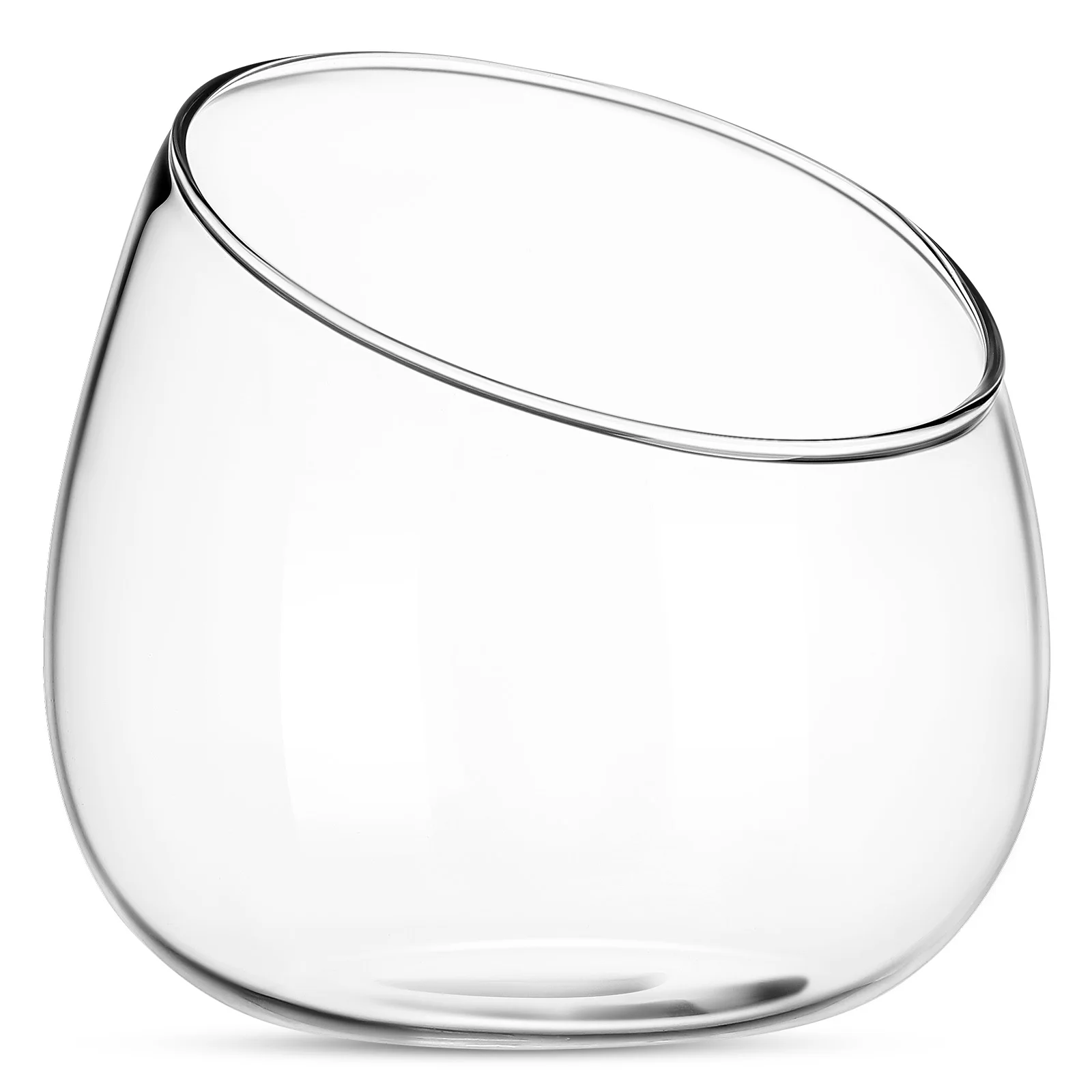 

Unique Slanted Mouth Glass Vase Clear Terrarium Planter Pot Round Bowl for Indoor Succulent Moss Plant Decorative Home Office