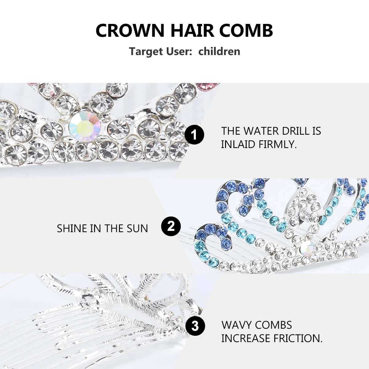 

4pcs Crown Shaped Hair Combs Rhinestone Studded Headdress Lightweight Elegant Crown Headwear For s Party Prom Performance