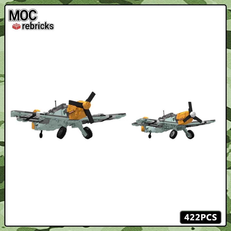 MOC Space War Series Model klocków konstrukcyjnych Messerschmitt BF 109E-4 Zestaw broni lotniczych Oryginalność DIY Prezent dla dzieci Zabawki edukacyjne