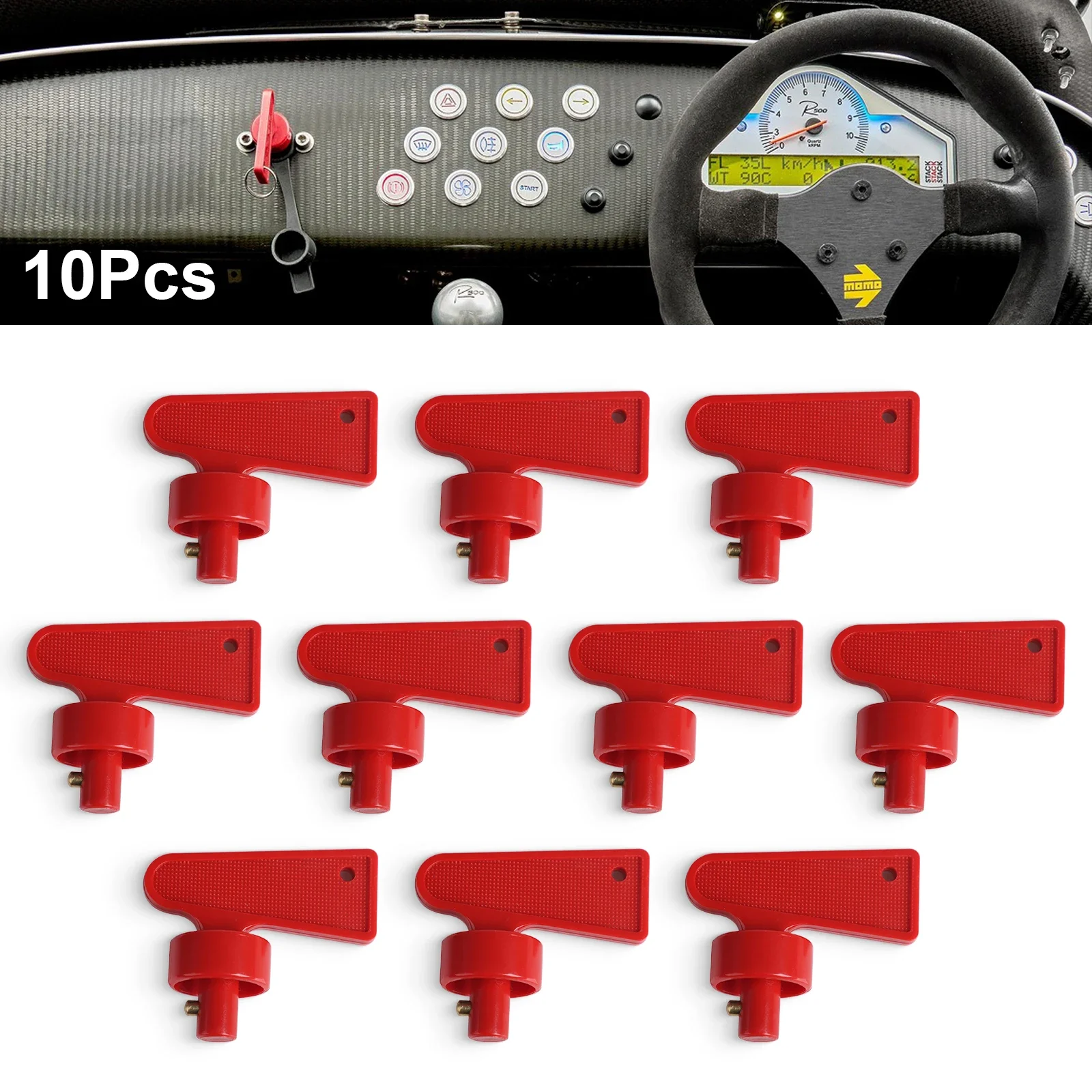 

10PCS Red Plastic Insulation Keys For Battery Cut Off Kill Isolator Disconnect Switch Spare Keys For Auto Boat Truck Marine RV