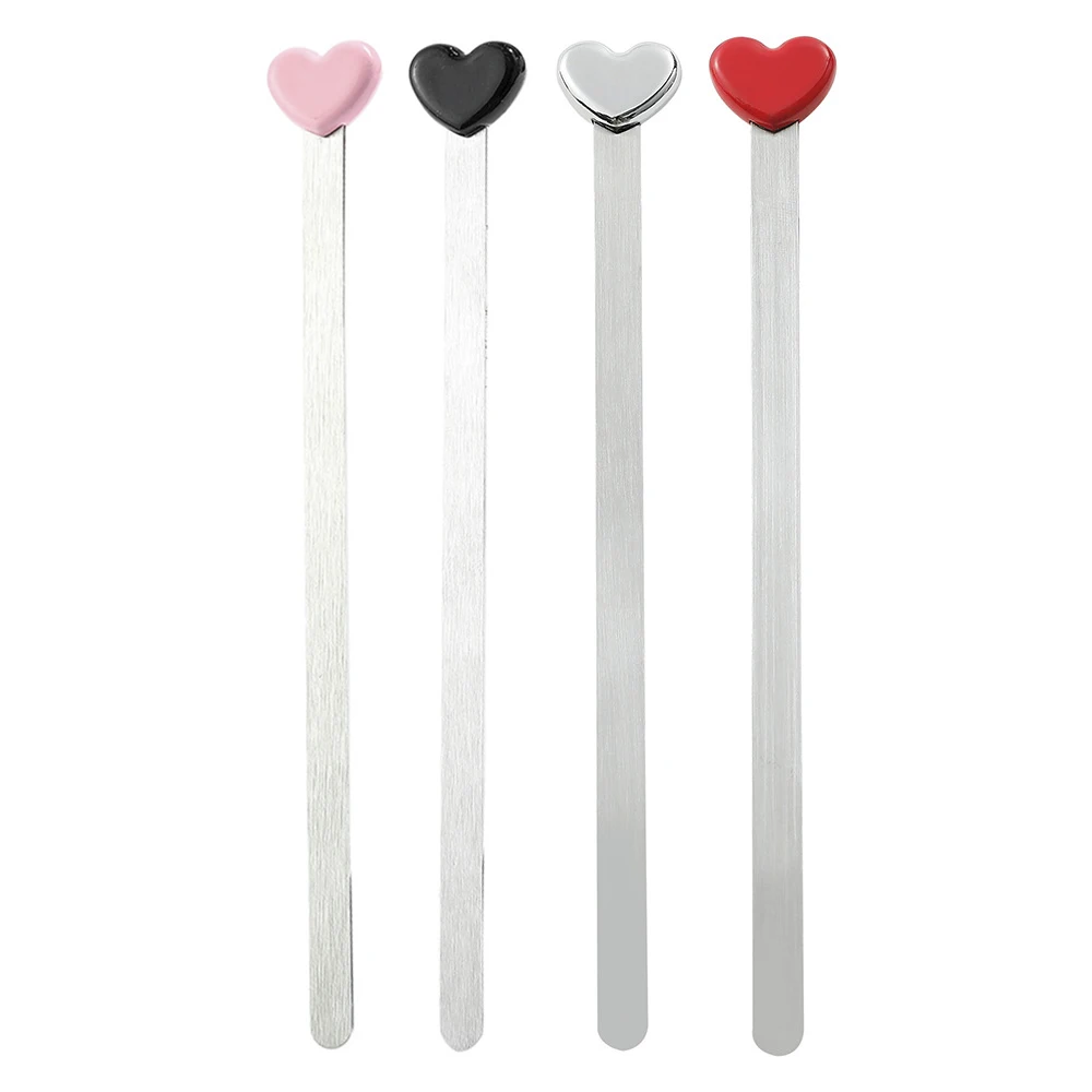 1pc Simple Design Bookmark Heart Shape Head Minimalist Metal Slender Strip 13cm Cute Love Creative High Quality Students Gift