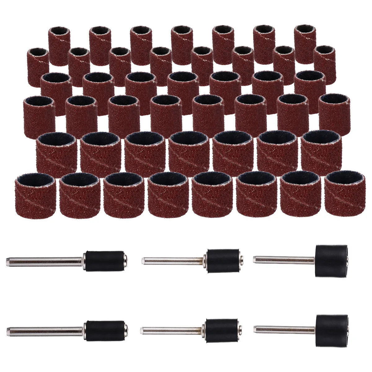 51Pcs Drum Sander Kit Includes 45 Sanding Bands 6 Cylindrical Mandrels Fits All Rotary Tools Smoothing Curved Edges Polishing