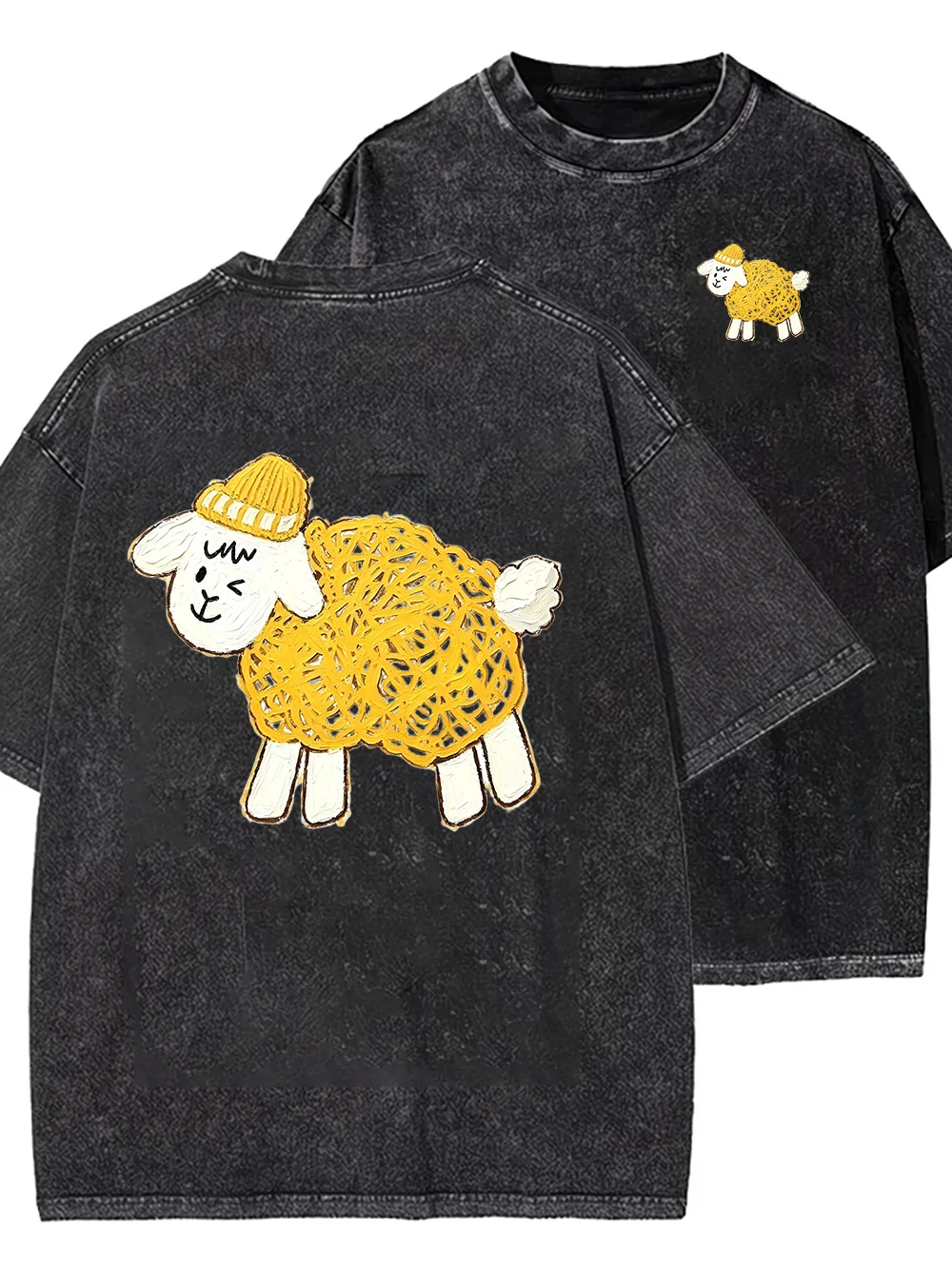 Sheep Graphic Washed T Shirt Women Funny Animal Print Oversized Tee Vintage Harajuku Streetwear Casual Short Sleeve Unisex Tops