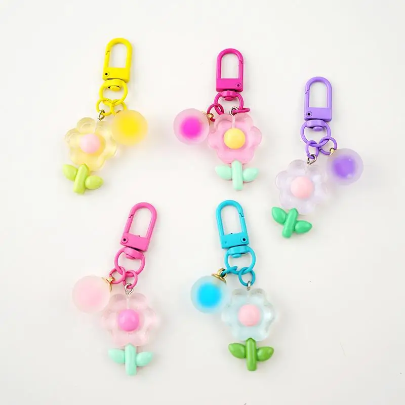 

1Pc Korean INS Small Fresh Candy Color Flower Key Chain Cute Lovely Girl Crossbody Bag Backpack Car Keychian DIY Deco Pendant