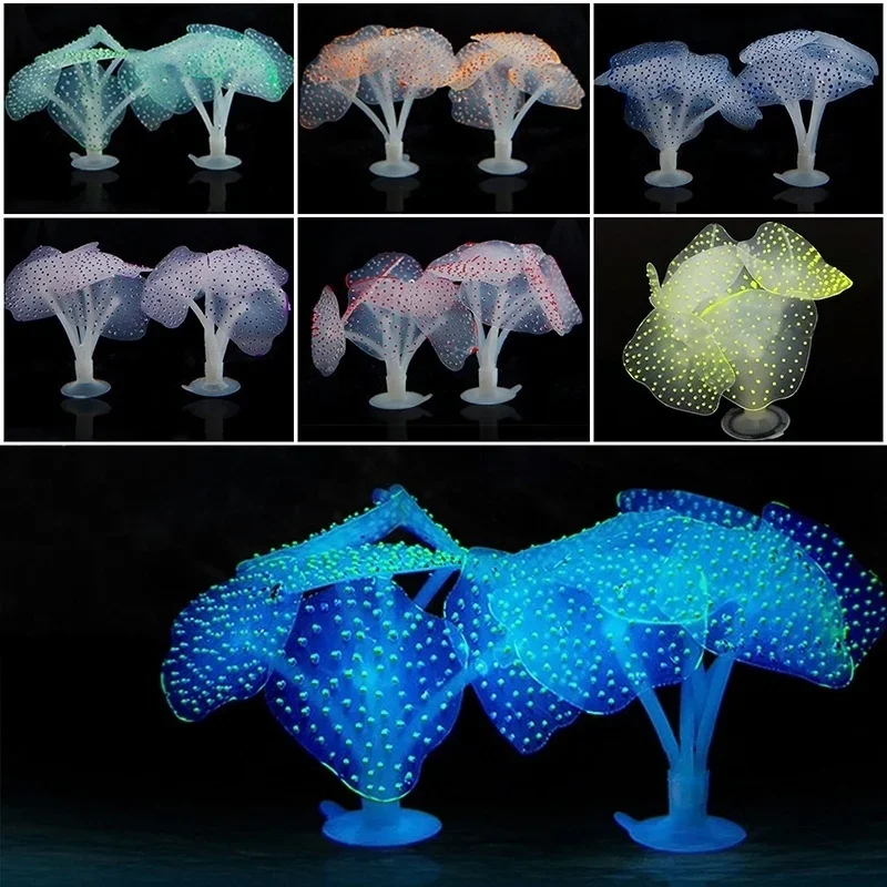 1 Stück bunte Silikon künstliche Aquarium Aquarium Ornament Wasser Dekor Pflanze Korallen lila Aquarium Dekorationen
