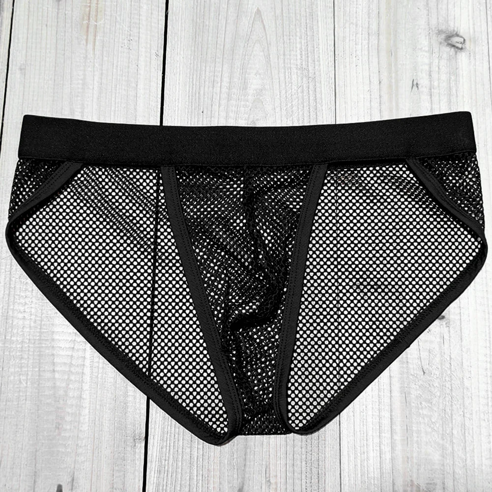 1 قطعة رجل تنفس U-محدب الحقيبة ملخصات شبكة انظر من خلال عالية قطع الصيف سراويل داخلية باردة للرجل