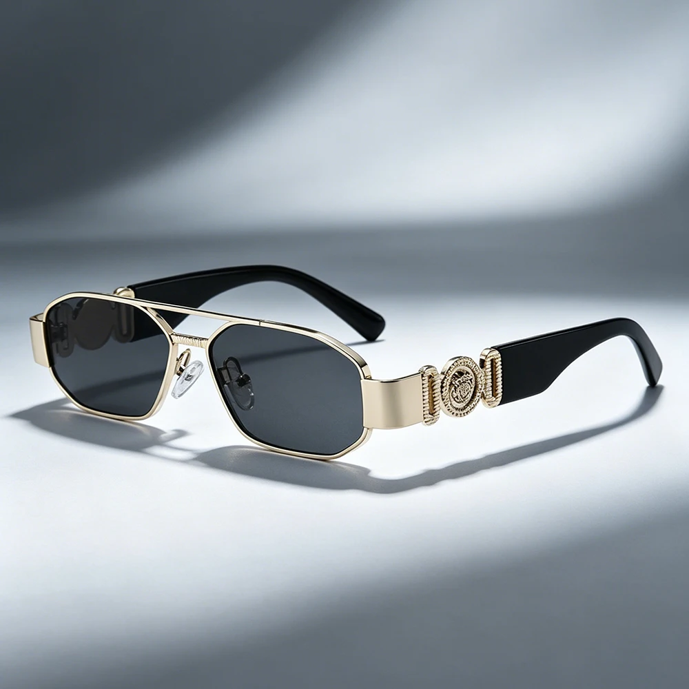 Unisex Vintage Metal Square Sunglasses New Popular Designer Brand Versatile Women's And Men's Eyewear