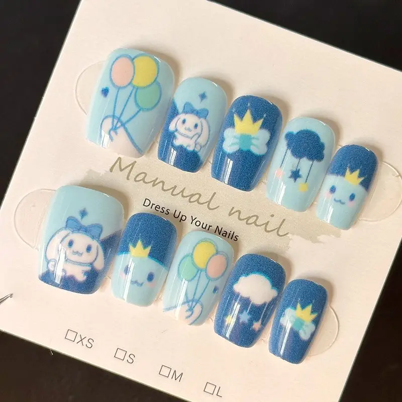 Kawaii Cinnamoroll kartun Diy kuku palsu Aksesori Perhiasan tambal kuku manikur dapat dilepas hadiah gadis pelajar