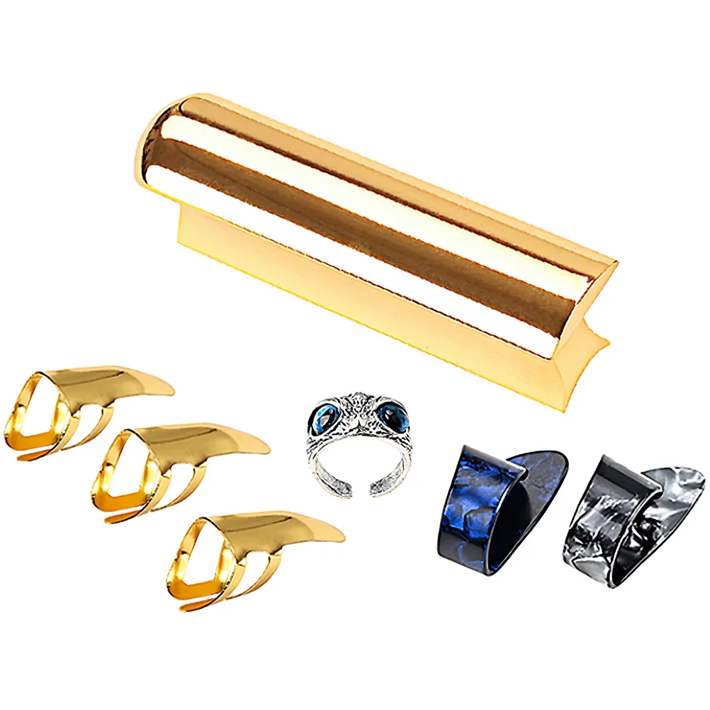 

Thumb Shrapnel Ring Guitar Picks Brass Fingertip Protector Protectors for Players Metal Slides Slider
