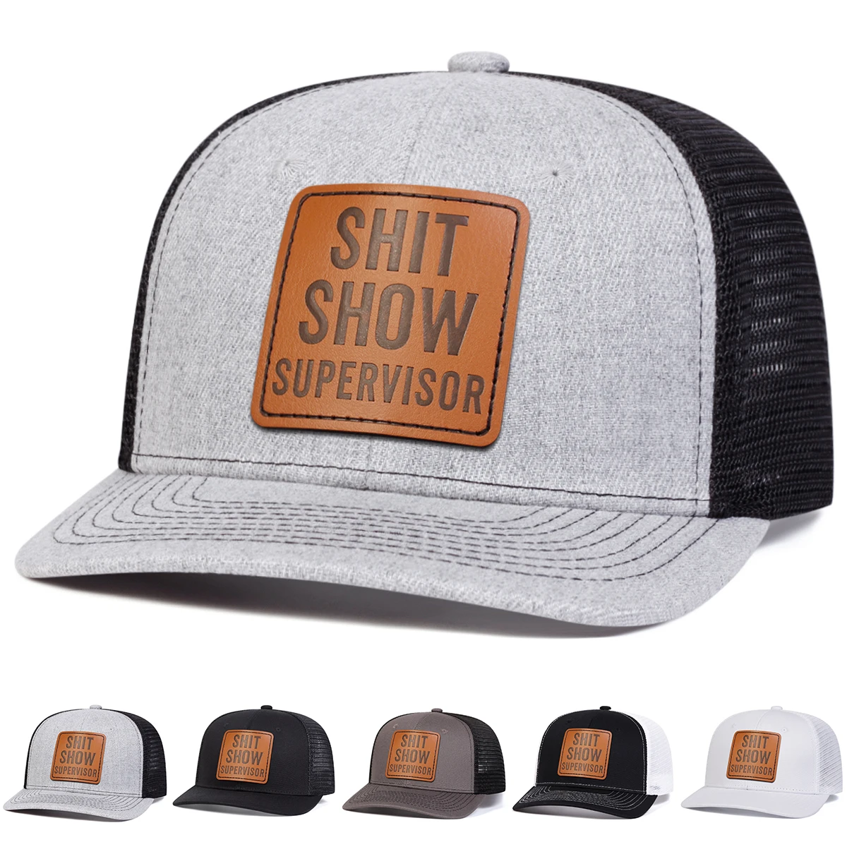 Unisex SHIT SHOW Leather Label Baseball Net Caps Spring and Summer Outdoor Adjustable Casual Hats Sunscreen Hat