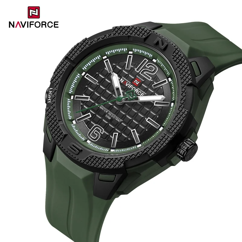 

NAVIFORCE мужские кварцевые часы в спортивном стиле 5ATM водостойкий силиконовый ремешок светящаяся стрелка мужские модные часы подарок для мужчин 7126