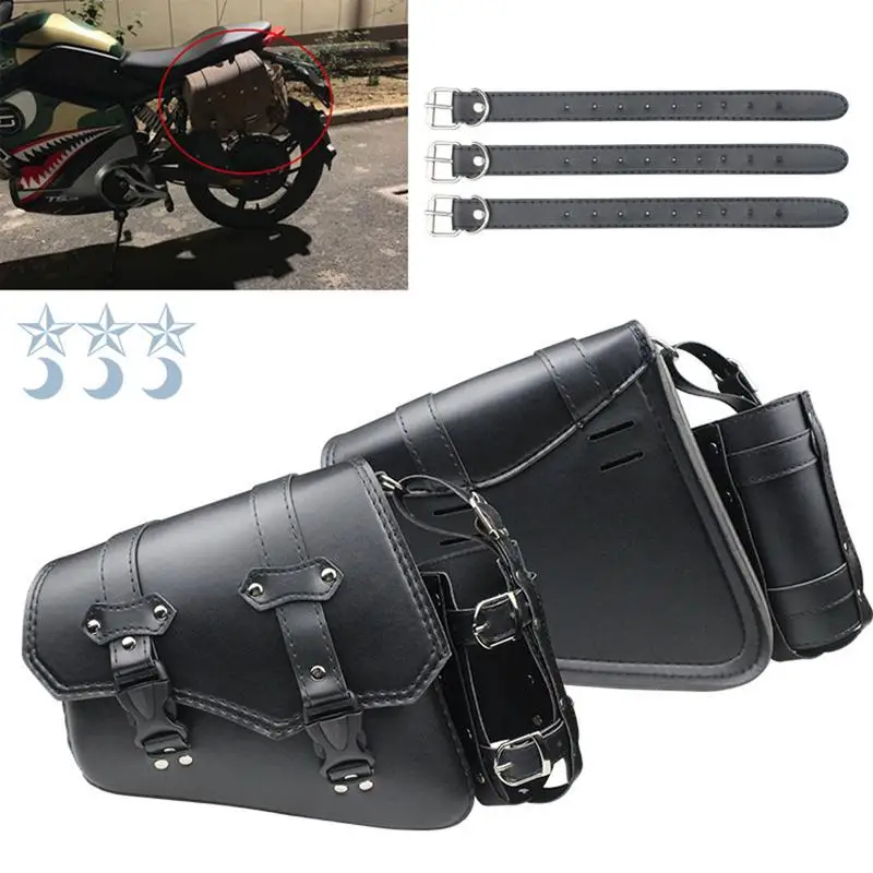 

Motorcycle Storage Bags Motorbike Saddle Side Pouch Bag Leather Motorcycle Equipment Storage Organizer for Daily Necessities