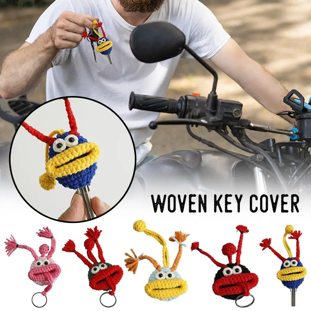 Funny Crochet Keychains Knitting Cute Sausage Mouth Doll Key Holder Useful Knitted Storage Bag Keyrings For Car Keys E2I8