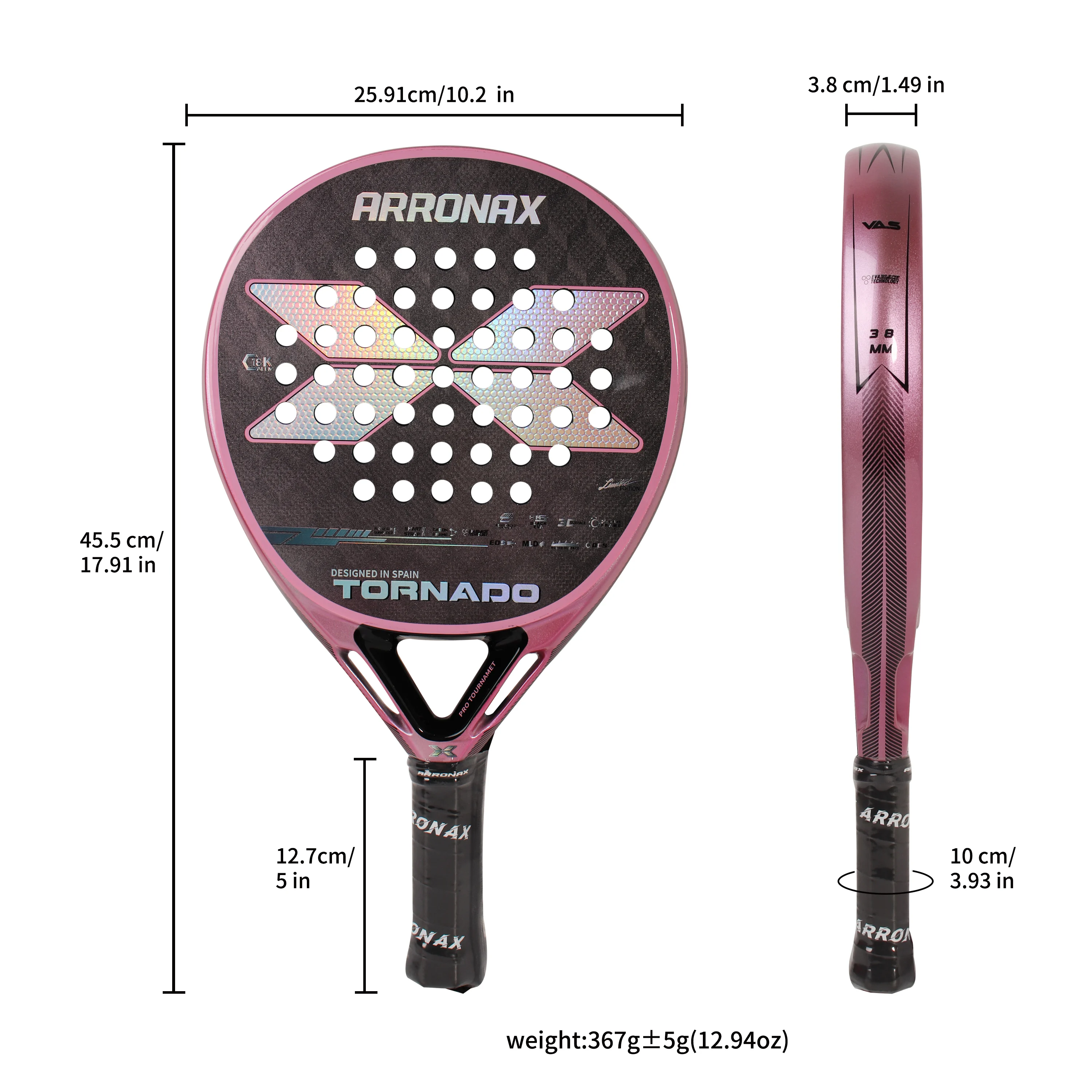 Arronax Professional Custom Paleta De Padel 3D 18k Padel Racket Paddle Tennis Rackets