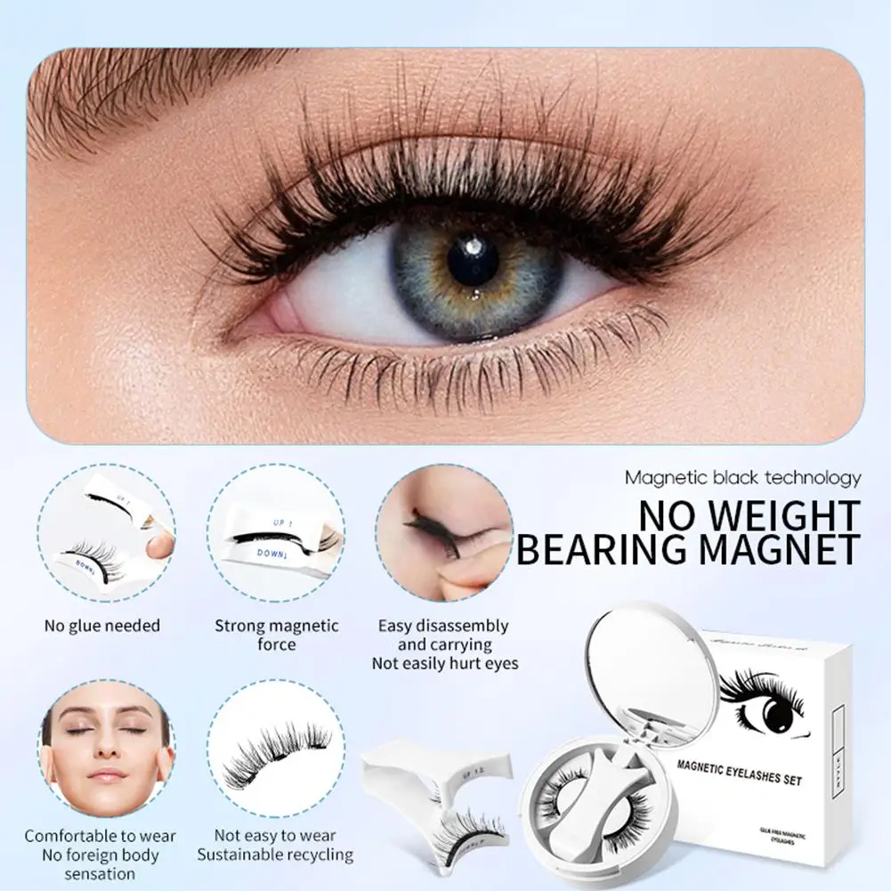 1 paar 3D magnetische valse wimpers herbruikbare lijmvrije magneet wimper met applicator doos uit één stuk eenvoudig aan te brengen wimperverlenging