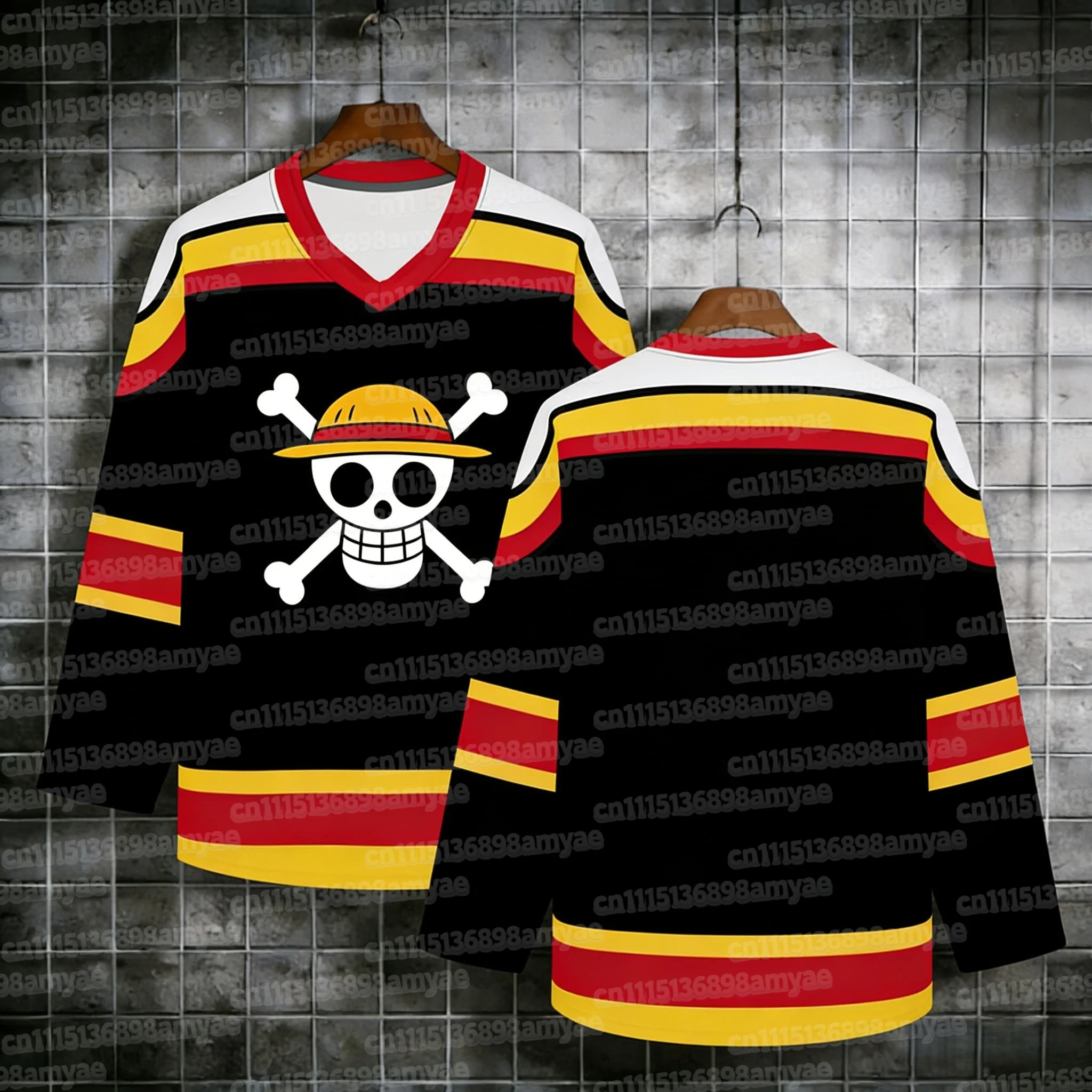 Heißer Anime One Piece Strohhut-Piraten Grüner Mehrfarbiger Hockey-Trikot für Männer 3D-Druck Streetwear Langarm Erwachsenen-Familien-Partnerlook – Detail 8
