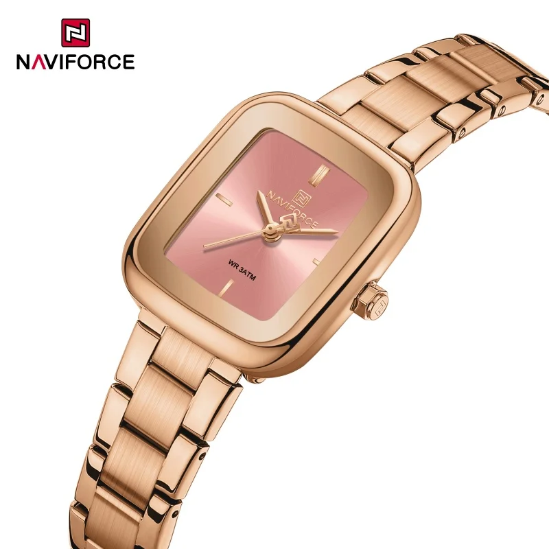 NAVIFORCE Woman Quartz Watch Retro Fashion Watches 3ATM Waterproof Stainless Steel Watchband High Quality Ladies' Watches NF5075