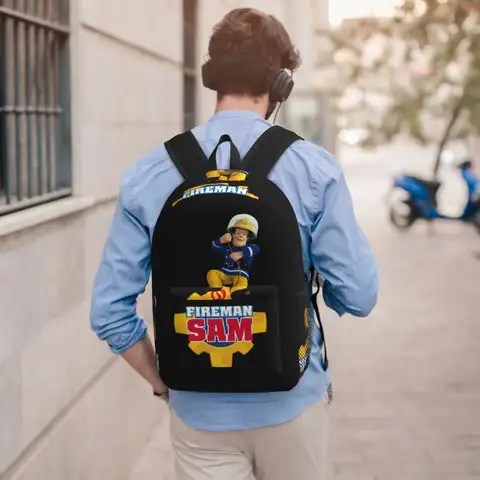Cartoon Firefighter Fireman Sam Backpack Boys Girls BookBag Children School Bag Computer Shoulder Bags for Men Women