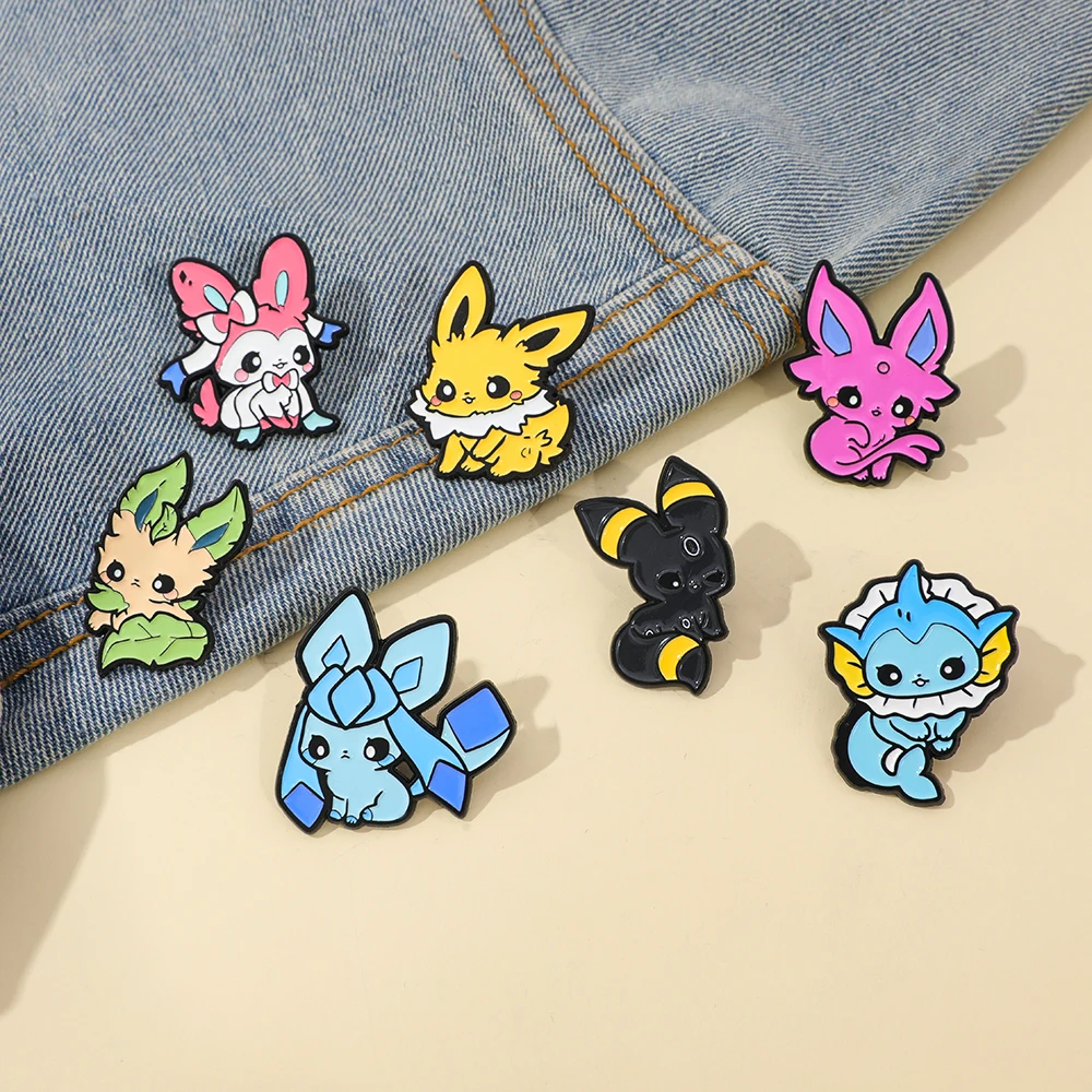 Pokemon Eevee Enamel Lapel Pin - Cartoon Game Monster Brooch for Backpack Fashion Jewelry Ideal Holiday Gift for Anime Lovers