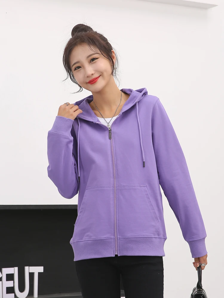 Hoodies met capuchon Zip Up Kleding voor vrouwen Temperament Splice Ontspannen voering Stijlen Koreaanse stijl O-kraag Volwassen vrouwtjes Cotone