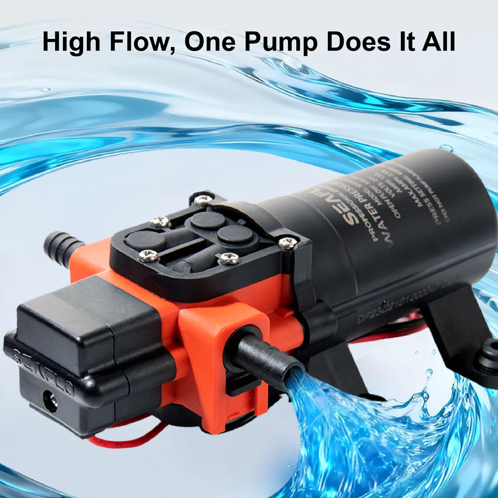 23C Series 5.6LPM Diaphragm Water Pump 12V 24V DC Self‑Priming with Pressure Switch for RV Caravan Fresh Water Use