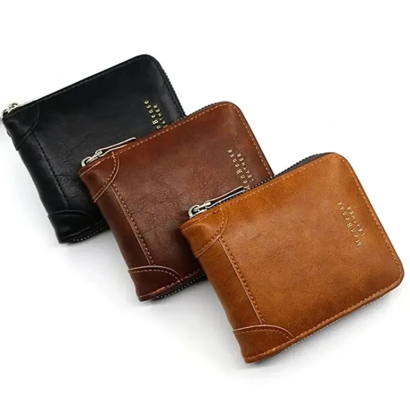 Zipper Vintage Small Short Wallets for Men Male Coin Pocket Card Holder Case Wallet Luxury Brand Designer Purse cartera hombre