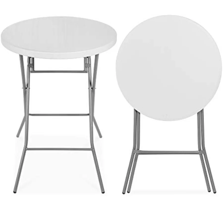 

32in Bar Height Folding Table Round Indoor Outdoor Accessory for Patio Backyard Dining Room Events w Thick Table Top Metal Fram