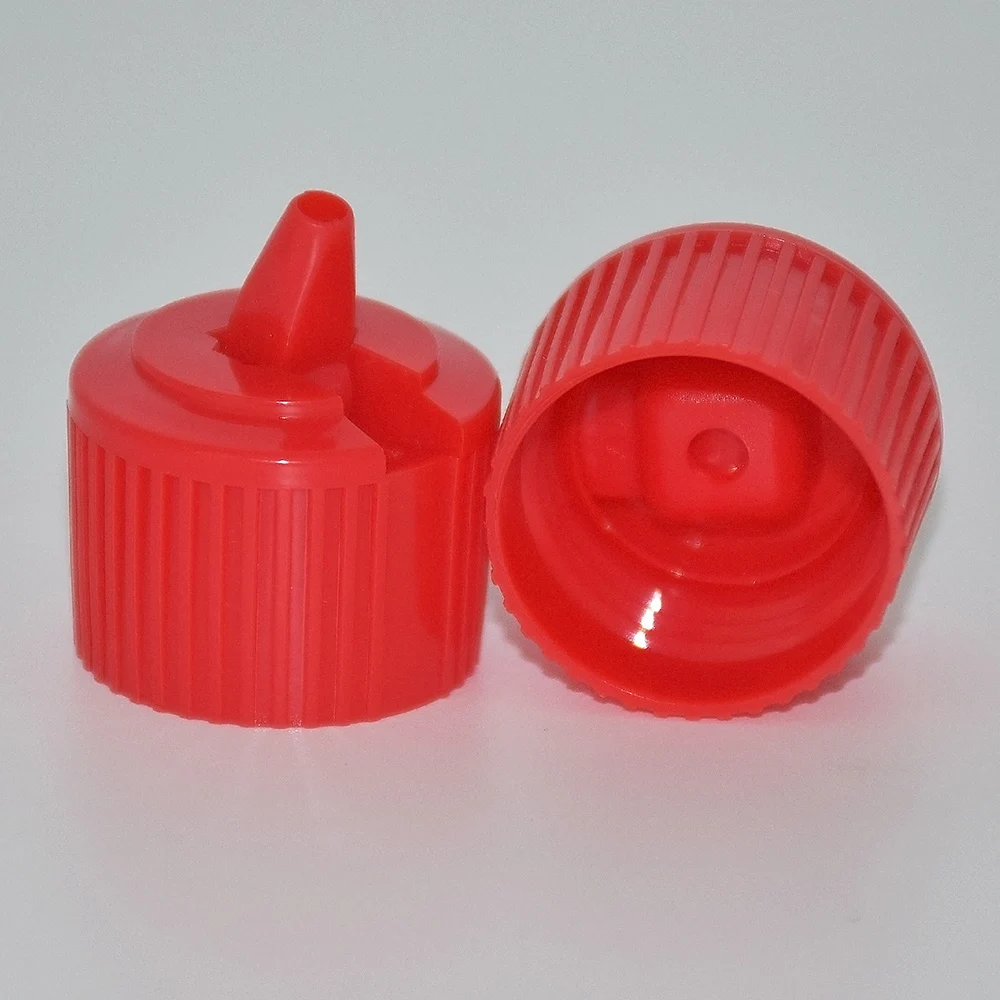 25 pz/lotto 24-410 coperchio a forma di torretta, tappo per bottiglia chimica quotidiana, tappi di plastica in stock, tappi di bottiglia rossi