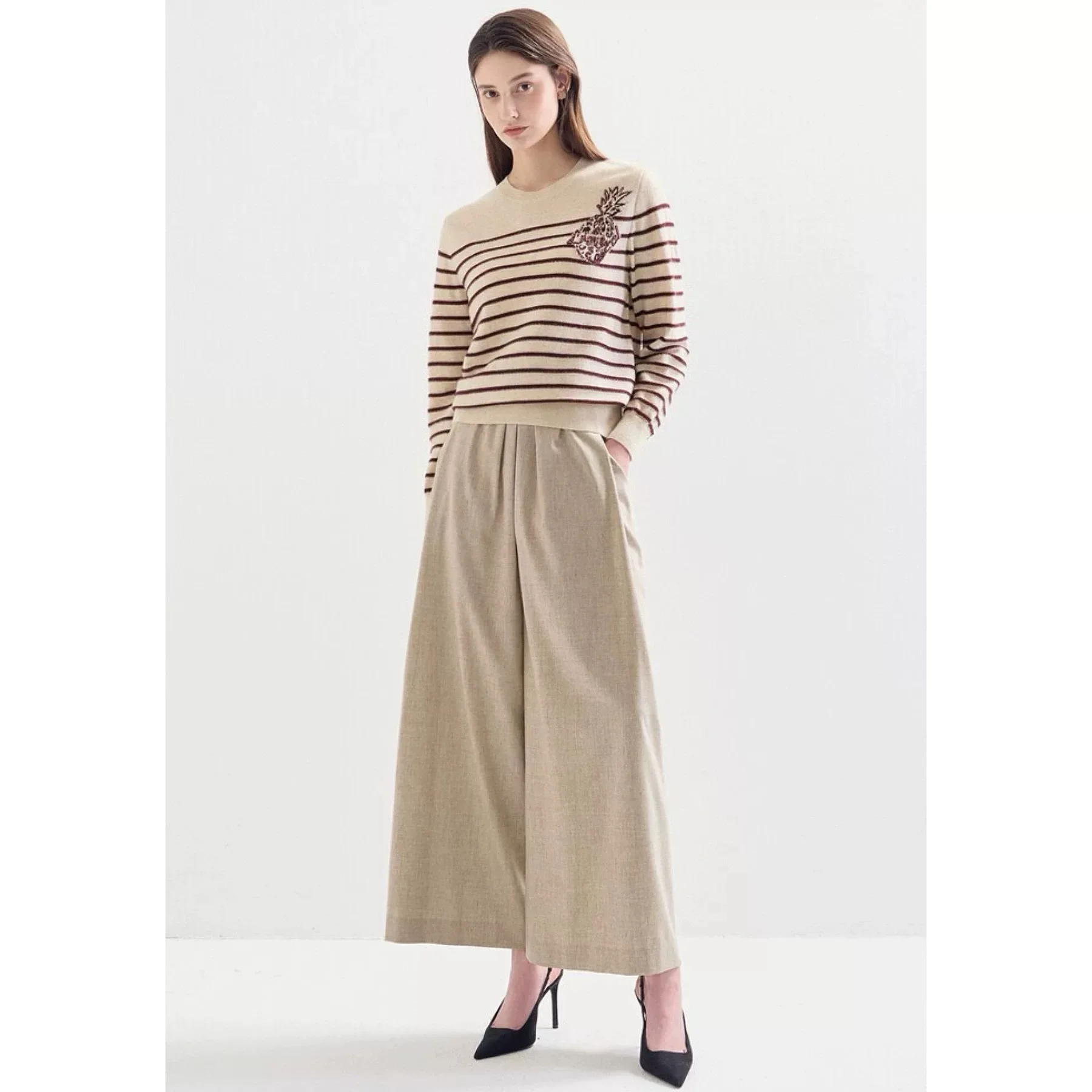 TIM25 Autunno Pendolare Sle rotondo Ne Maglione di lana lavorato a maglia Lettera Design Casual All-Match Maglieria al formaggio di limone per le donne