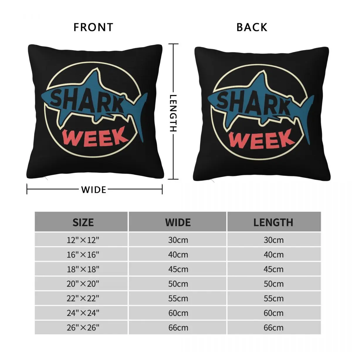 Shark Week Square Pillowcase Polyester Linen Velvet Pattern Zip Decor Throw Pillow Case Room Cushion Cover