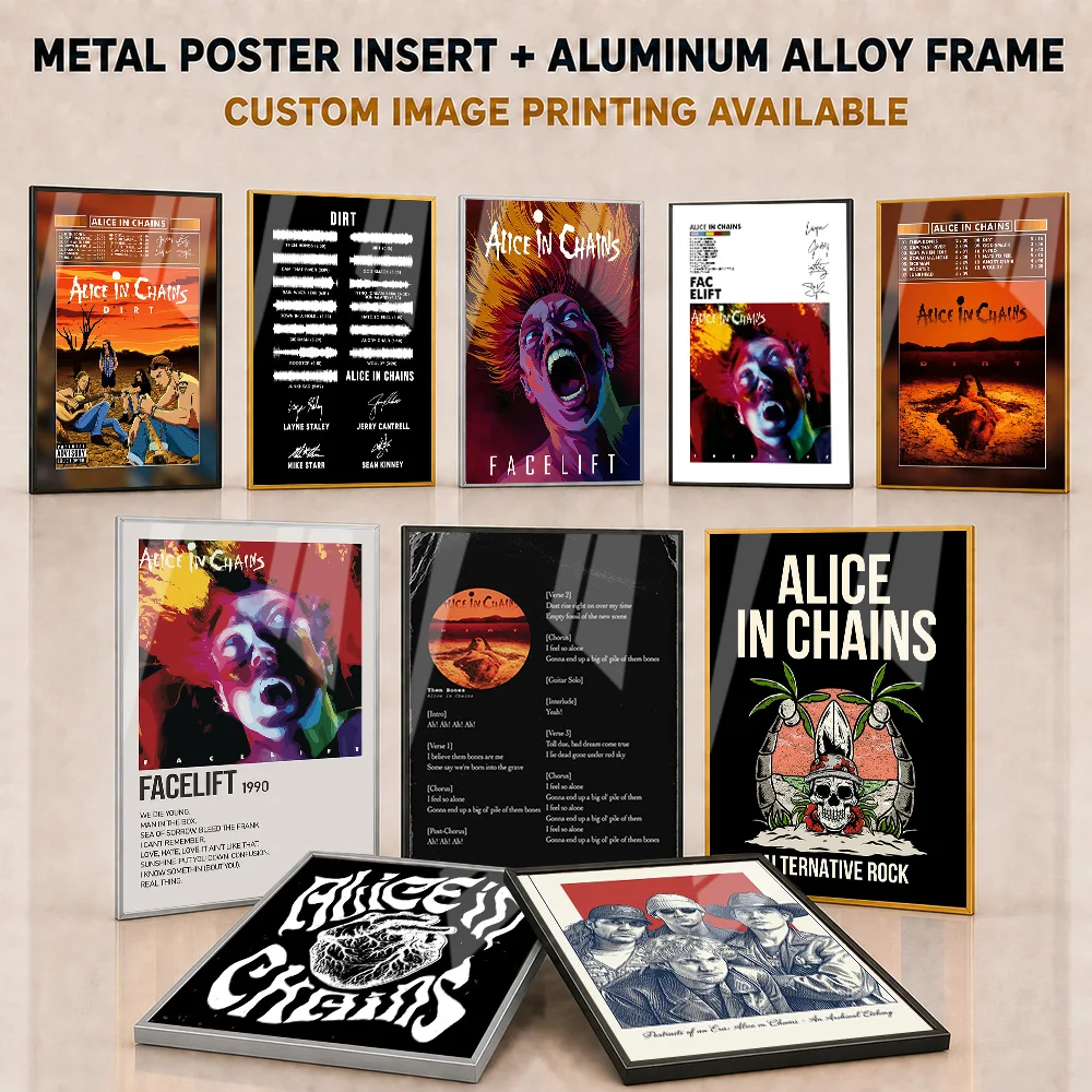 Alice In Chains Framed Metal Print Customized Atmospheric Alternative Concert Portrait Wall Art Made For Bedroom Rock Fan Gift