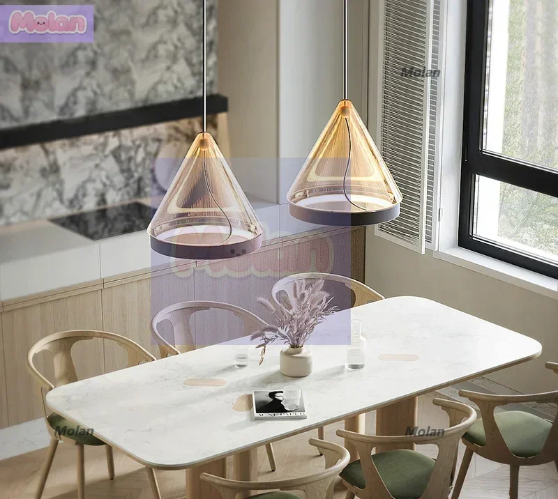 

Bedroom bedside modern simple glass chandelier creative light luxury dining table light bar restaurant chandelier