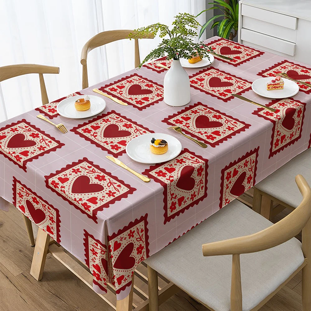 

Heart-Patterned Tablecloth for a Sweet LookKitchen restaurant tablecloth outdoor picnic tablecloth holiday party decoration