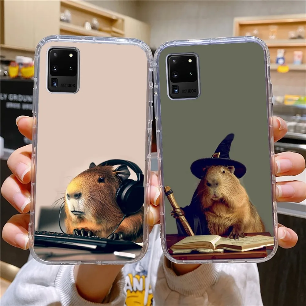 Animal Funny Capybara Phone Case For Samsung Galaxy A52 A12 A51 S21 Edge S22ULTRA S23 S20LITE Plus ultra Transparent Cover