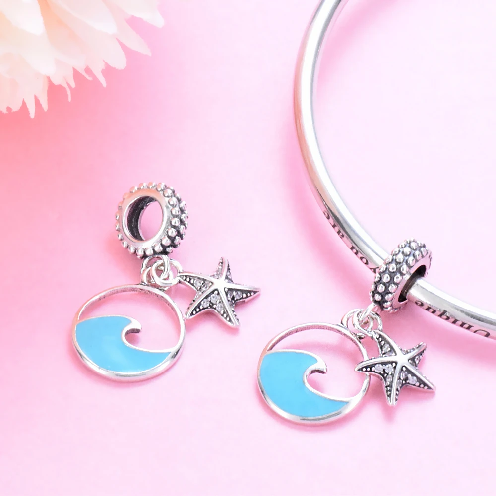 PANQDIY Ocean Series Popular S925 Sterling Silver Starfish Charm For Original Bracelet Making Wholesale Women Jewelry Pendant