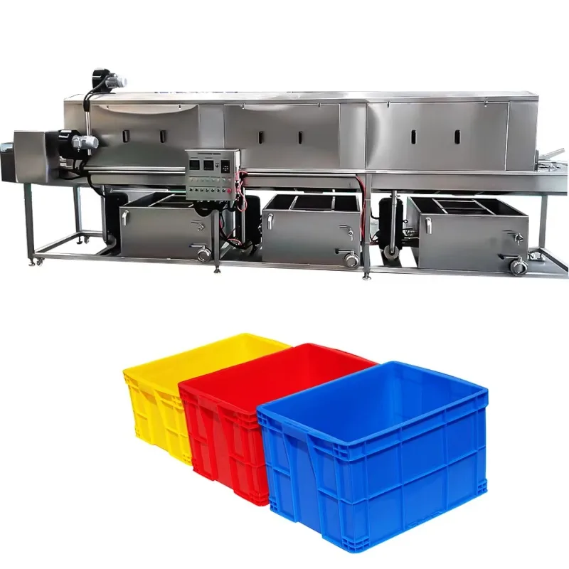 Custom Automatic Vegetable Basket Washing Machine Meat Fruit Tray Crate Cleaning Equipment