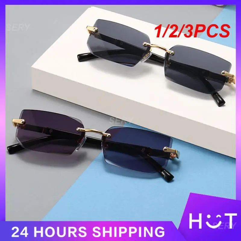 1/2/3PCS Eyewear Frameless Brand Designer Rectangular Sunglasses Gafas Sol Mujer Sunglasses Sunshade Womens Brand Gradient