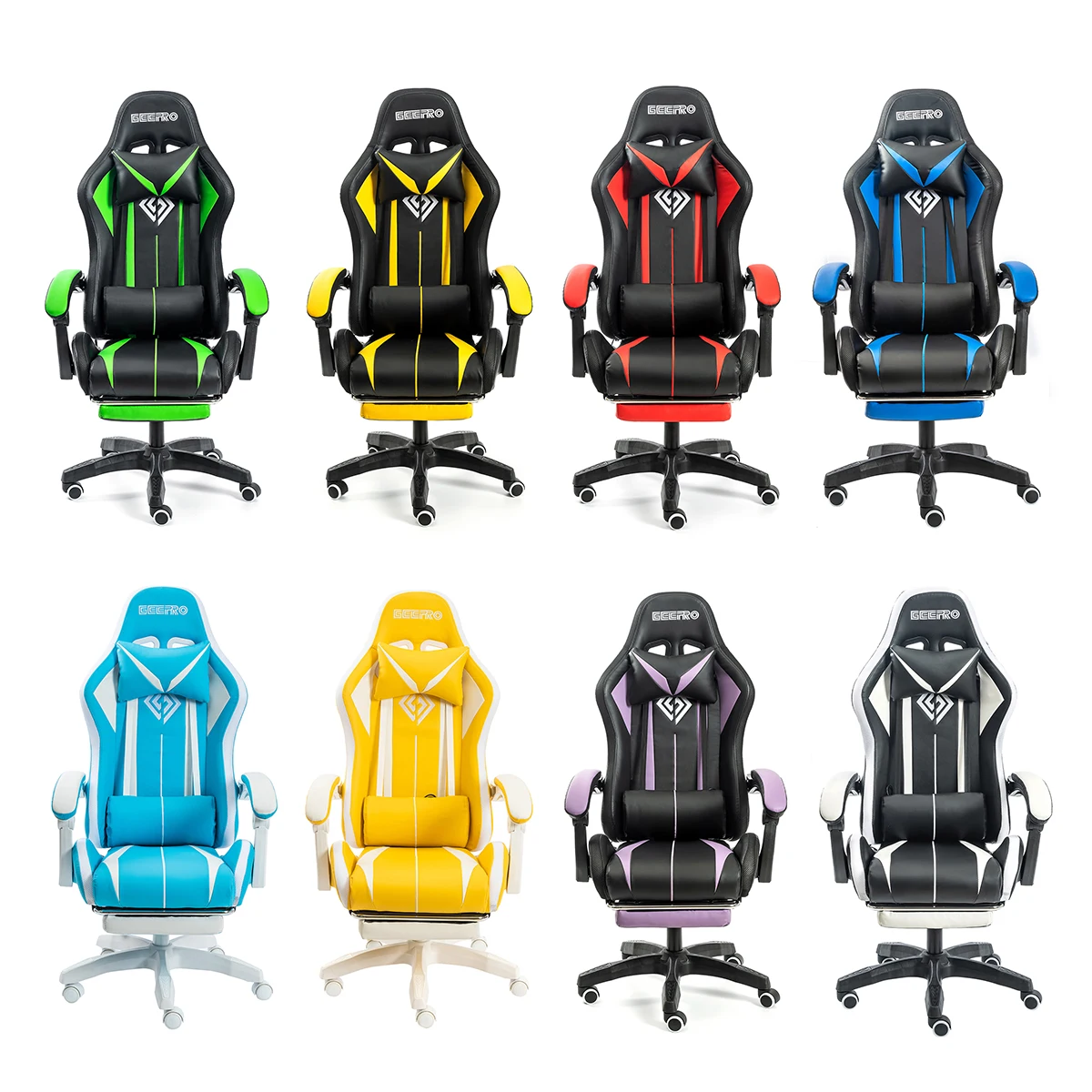 Gaming Chair with Footrest Massage Ergonomic Reclining High Back Computer Game Chair Height Adjustable Headrest and Lumbar Suppo