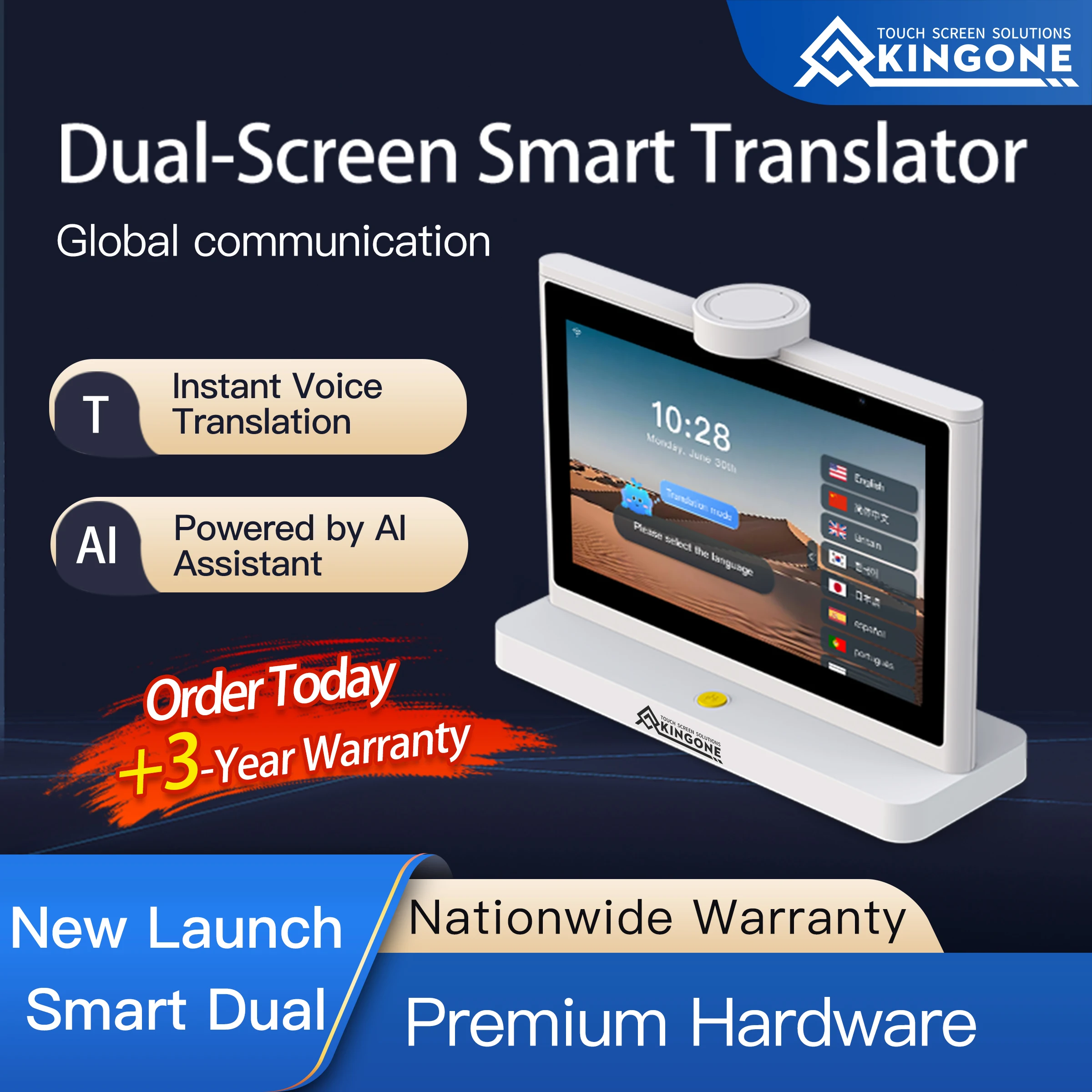 26 Languages 10.1 Inch Smart AI Translator Machine Dual Touch Screen IPS LCD Android System 4G WiFi Voice Language Translation