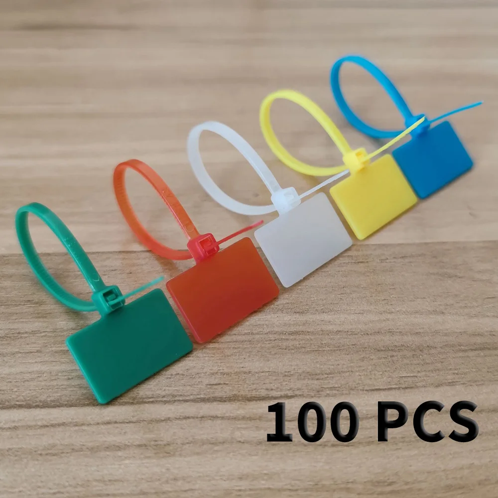 

100pcs Nylon Cable Ties Tag Labels Plastic 4*150mm 3*100mm 4*200mm Loop Markers Self-locking Zip White Blue Red Green Yellow