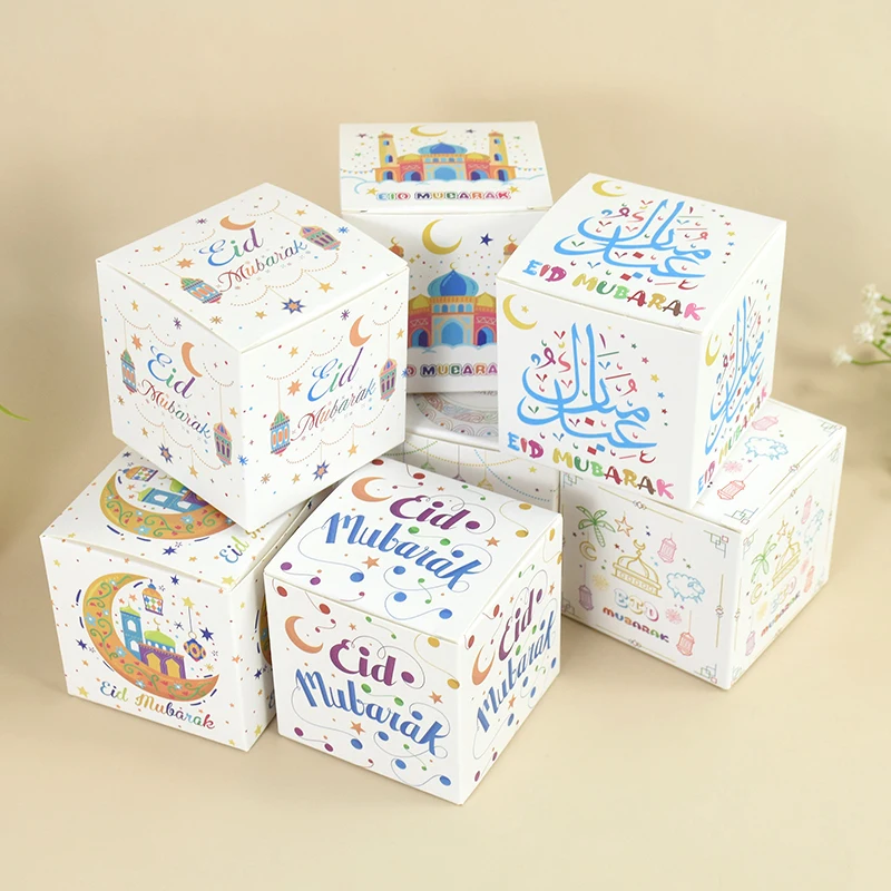 

10pcs Eid Mubarak Candy Boxes Ramadan Kareem Favor Gift Packaging Box Bag for Islamic Muslim Festival Party Supplies Eid al-Fitr