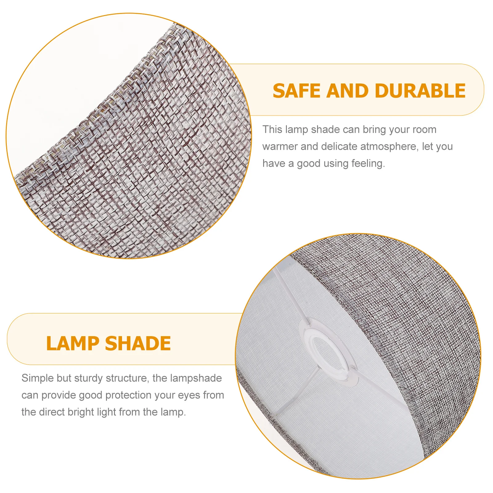 

Cylindrical Light Cover E27 Fabric Lampshade Rustic Style Easy Install for Bedroom Study Lamp Shades Replacement Lampshade